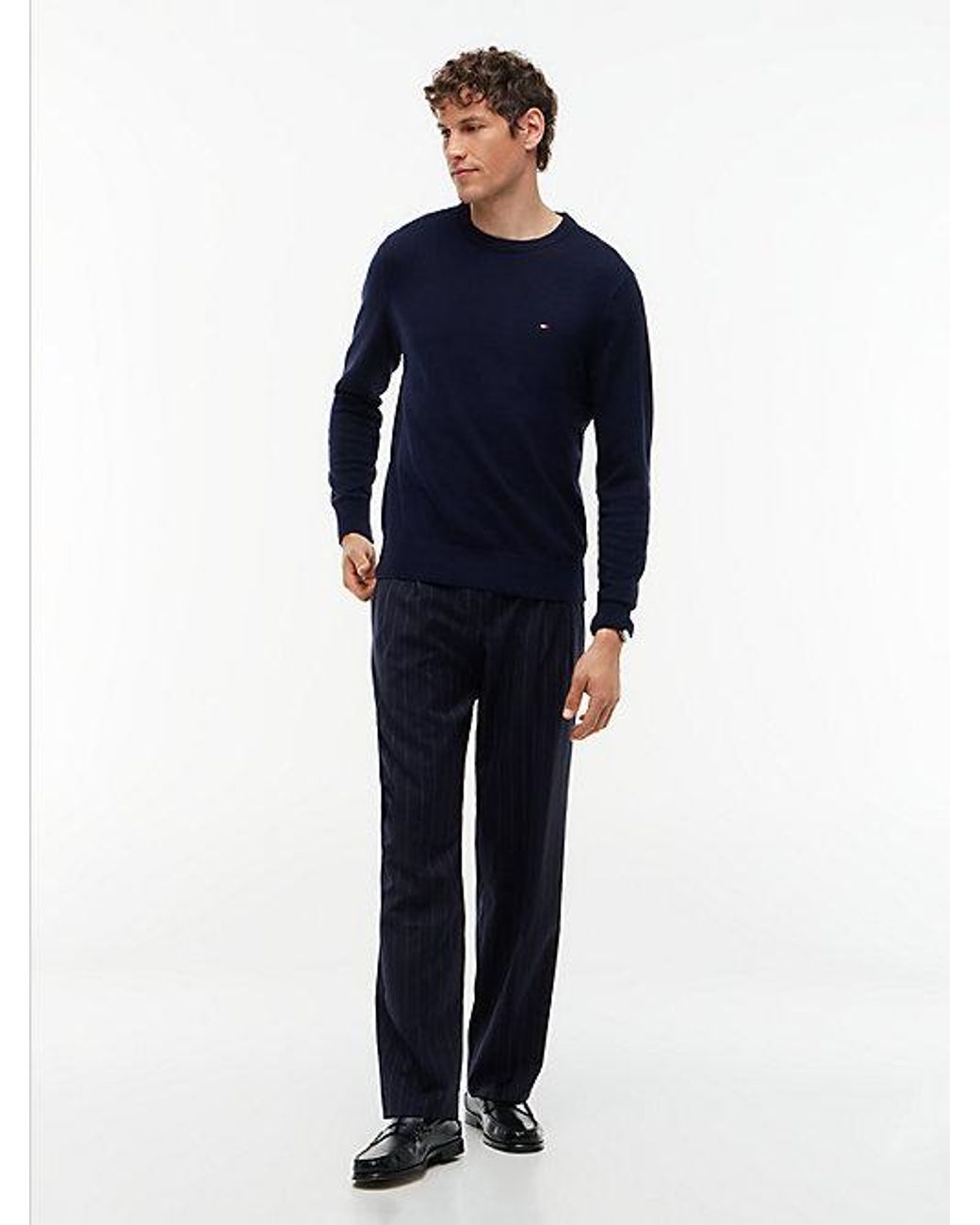 Tommy Hilfiger Blue Crew Neck Jumper With Cashmere for men