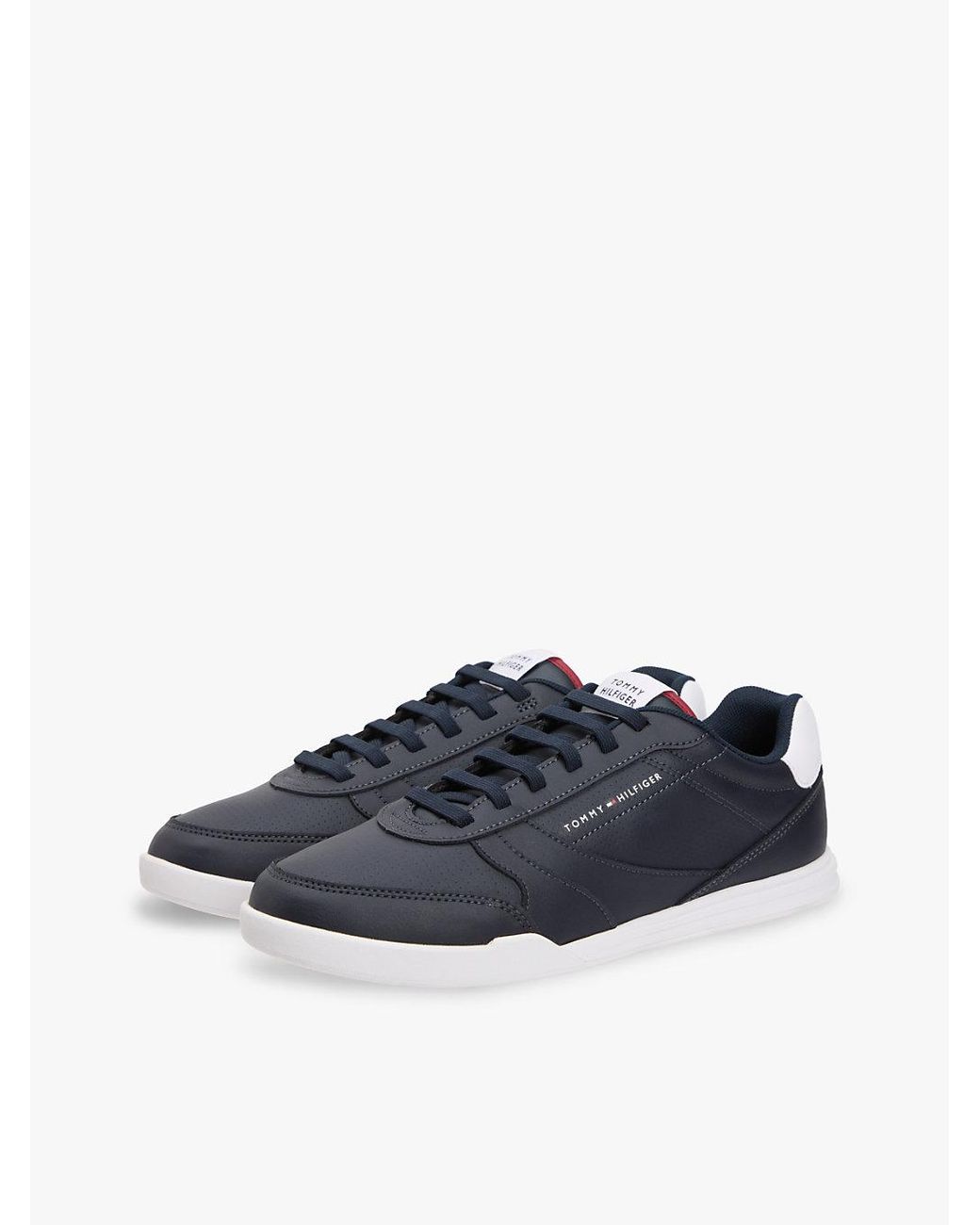 Tommy Hilfiger Blue Contrast Heel Trainers With Leather for men