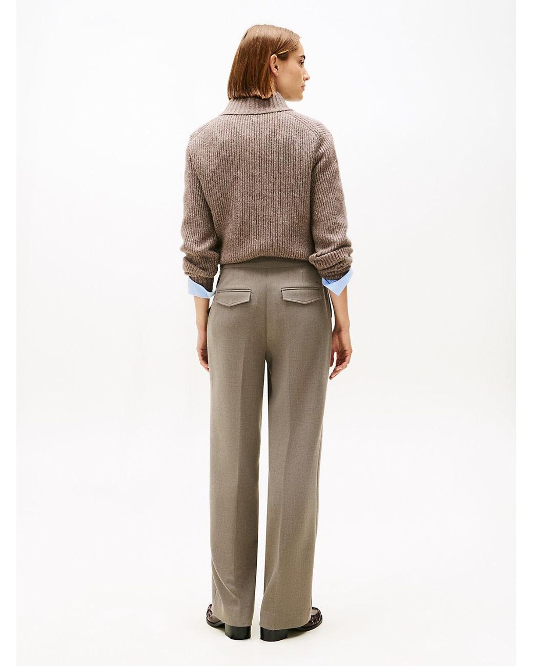 Tommy Hilfiger Natural Pressed Crease Straight Leg Trousers
