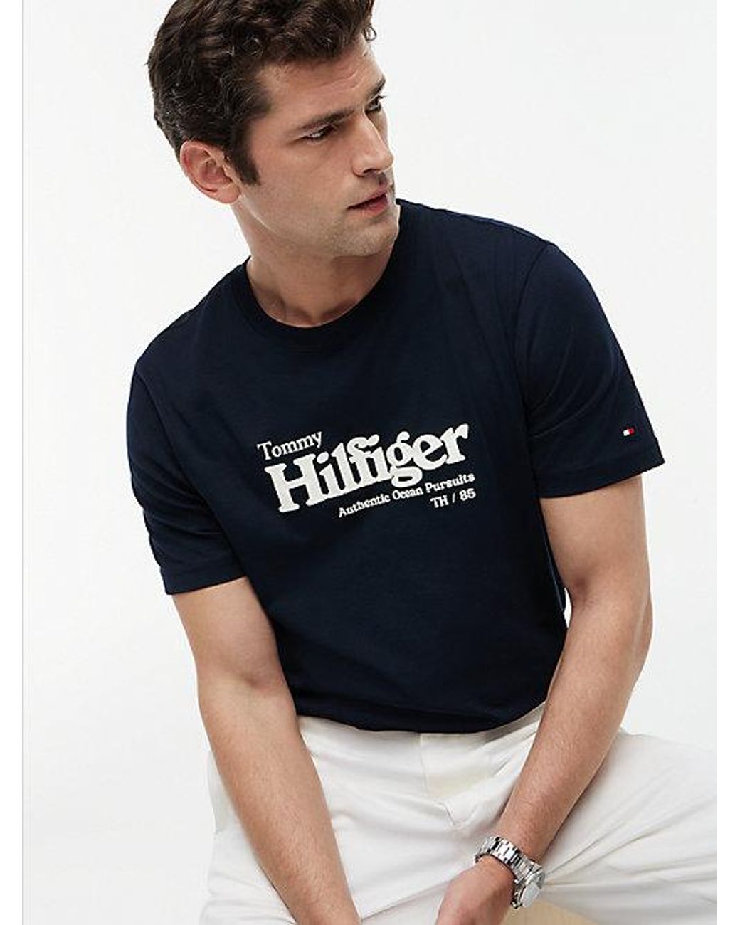 Tommy Hilfiger Blue Logo Graphic Jersey T-Shirt for men