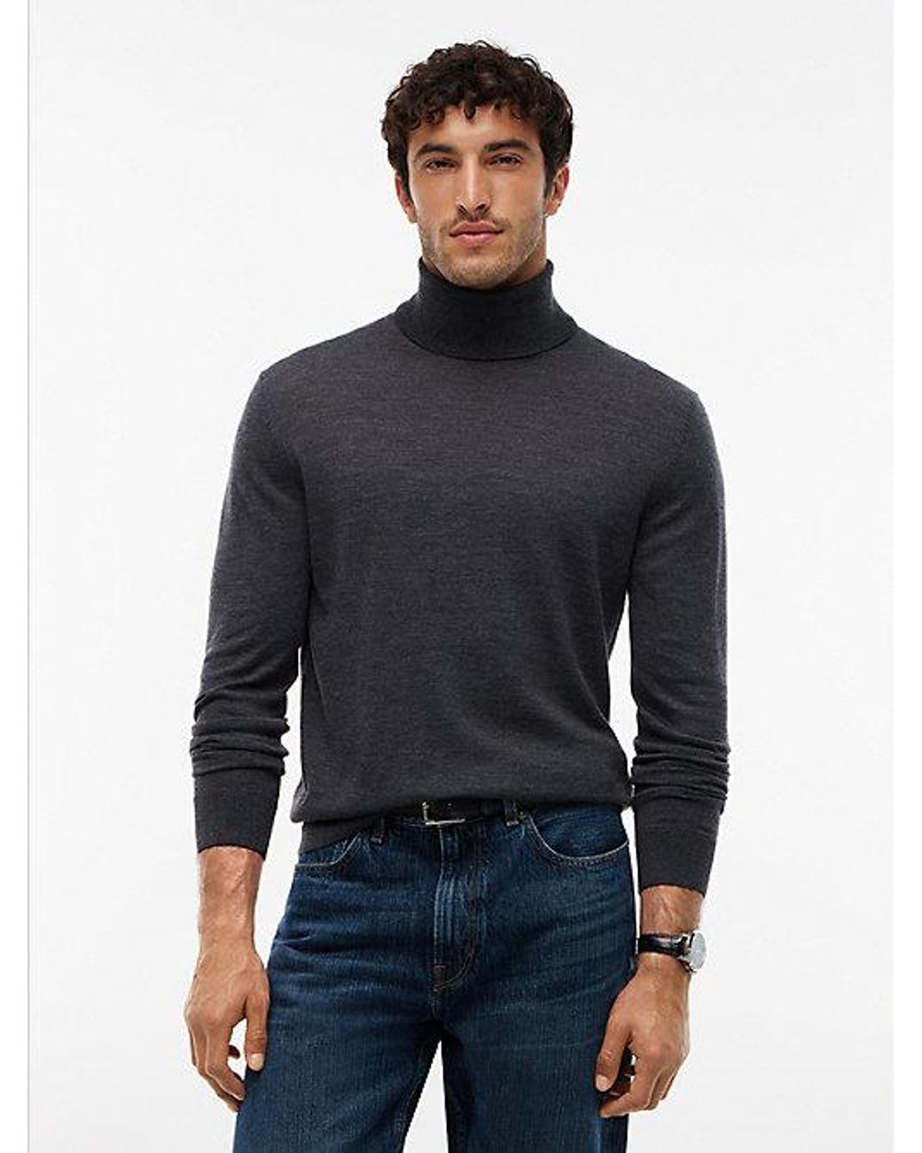 Tommy Hilfiger Blue New York Label Wool Roll Neck Jumper for men