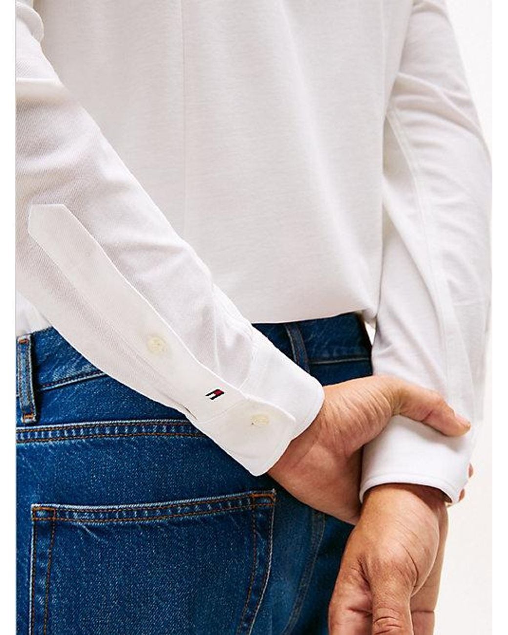 Tommy Hilfiger White Performance Smart Casual Slim Fit Shirt for men