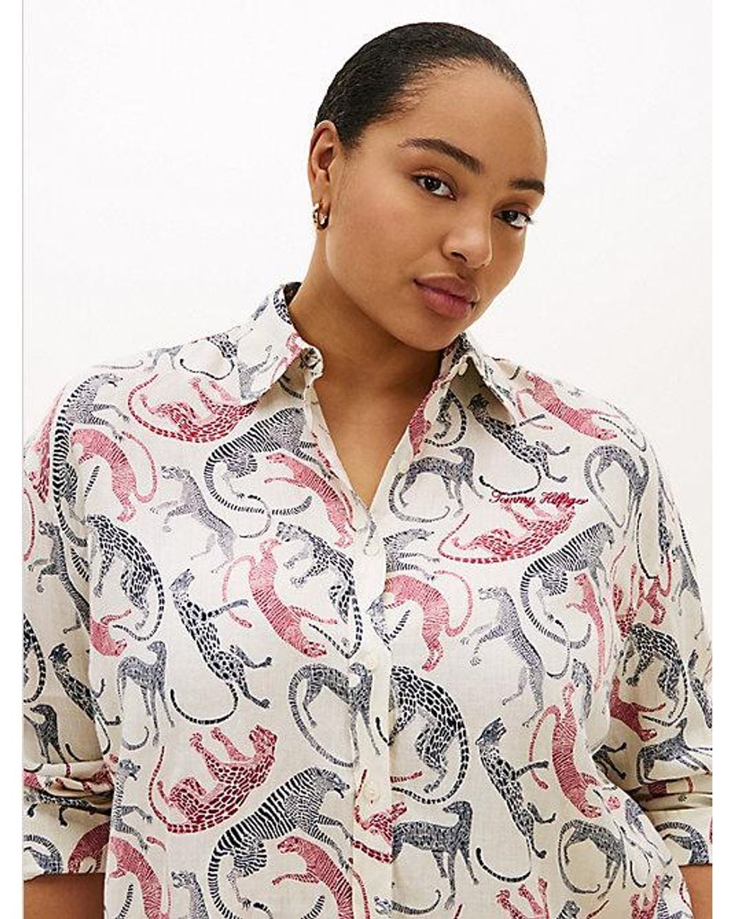 Tommy Hilfiger Red Curve Pure Linen Oversized Fit Shirt