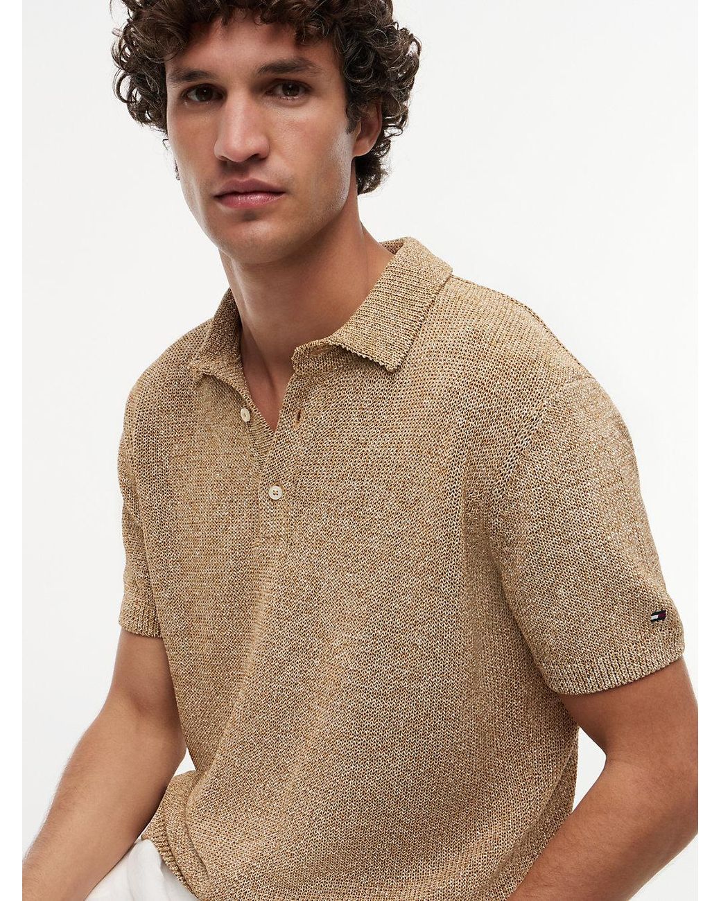 Tommy Hilfiger Natural New York Label Relaxed Fit Mouliné Polo Shirt for men