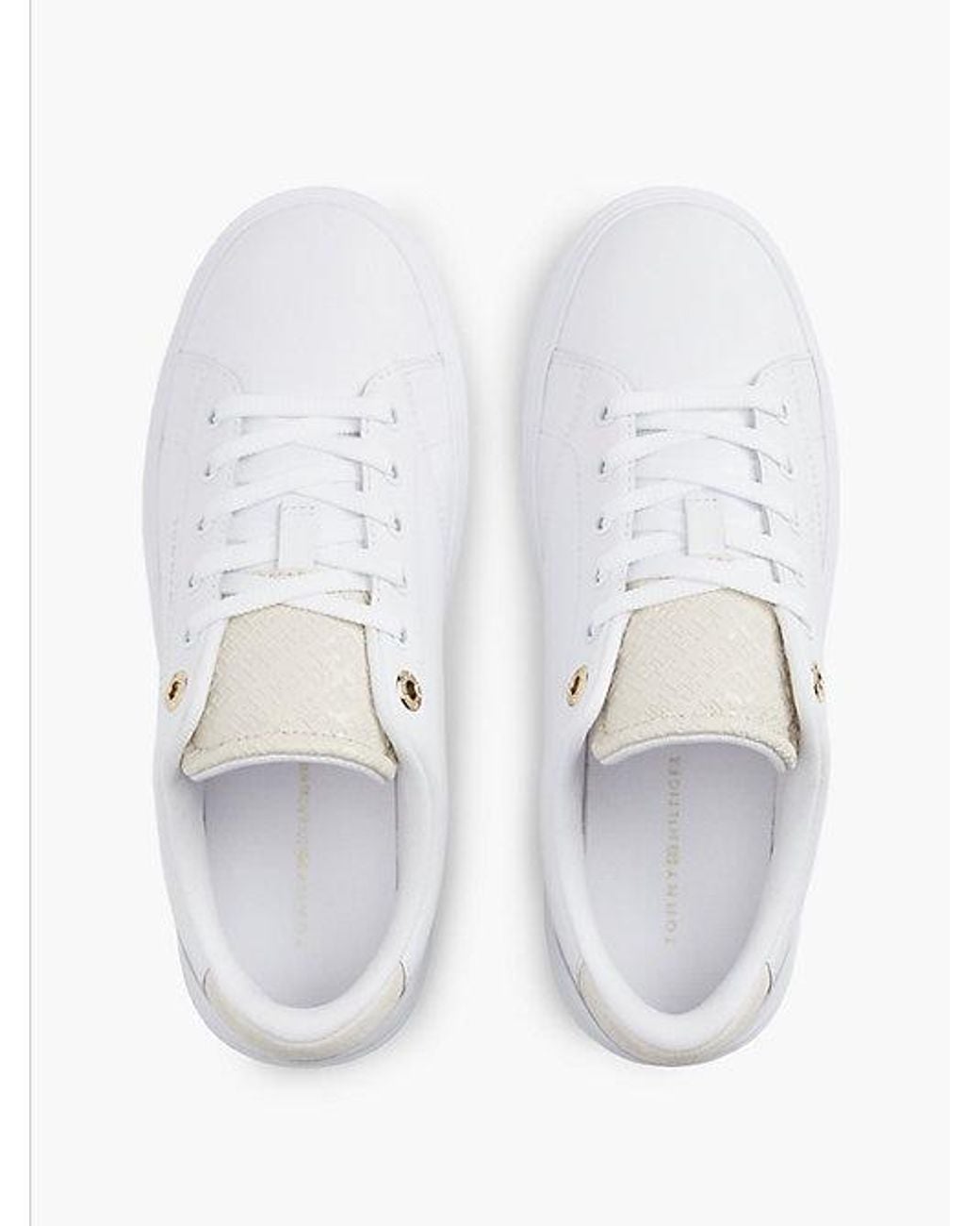 Tommy Hilfiger White Monogram Leather Cupsole Trainers