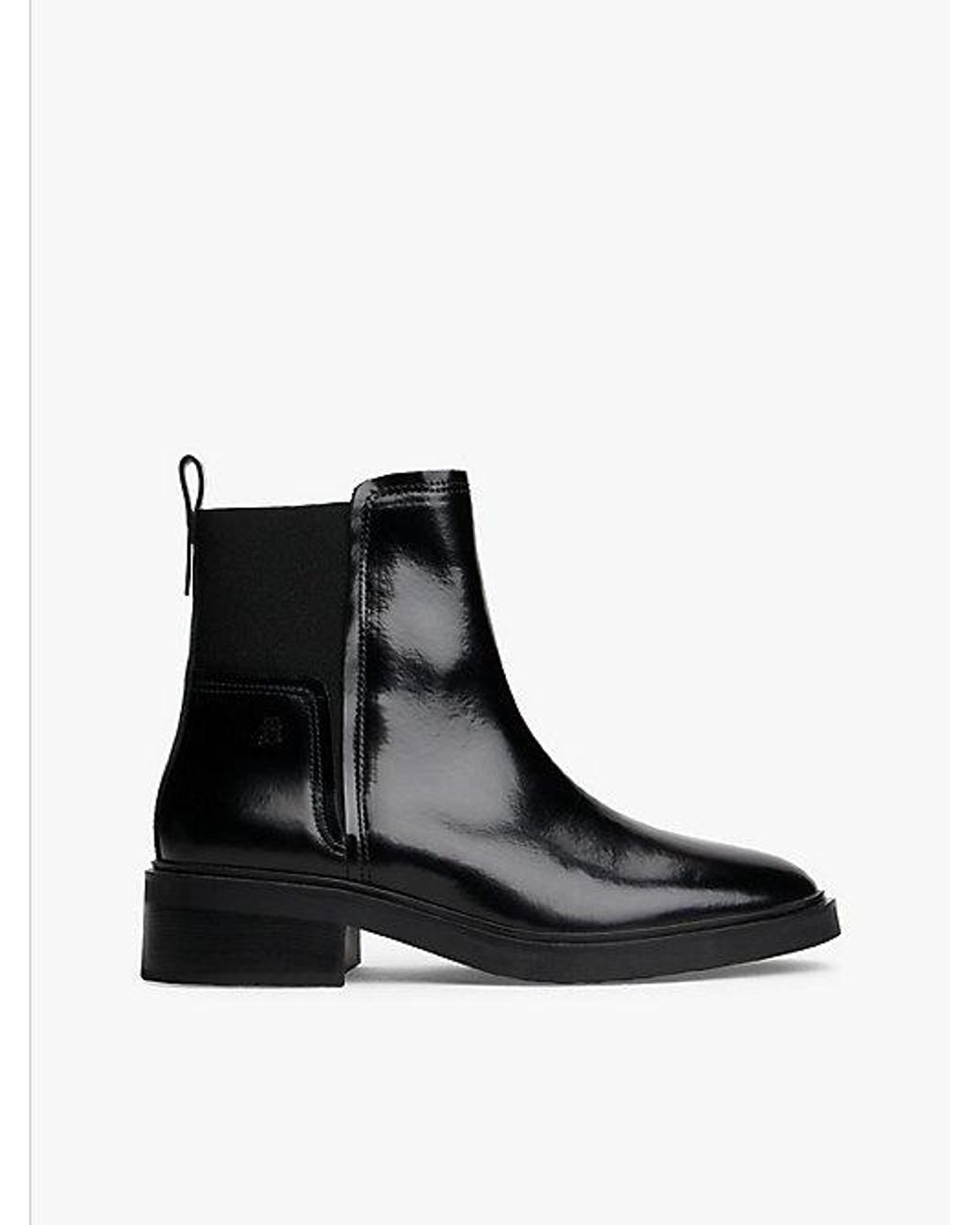 Tommy Hilfiger Black Leather Square Toe Chelsea Boots