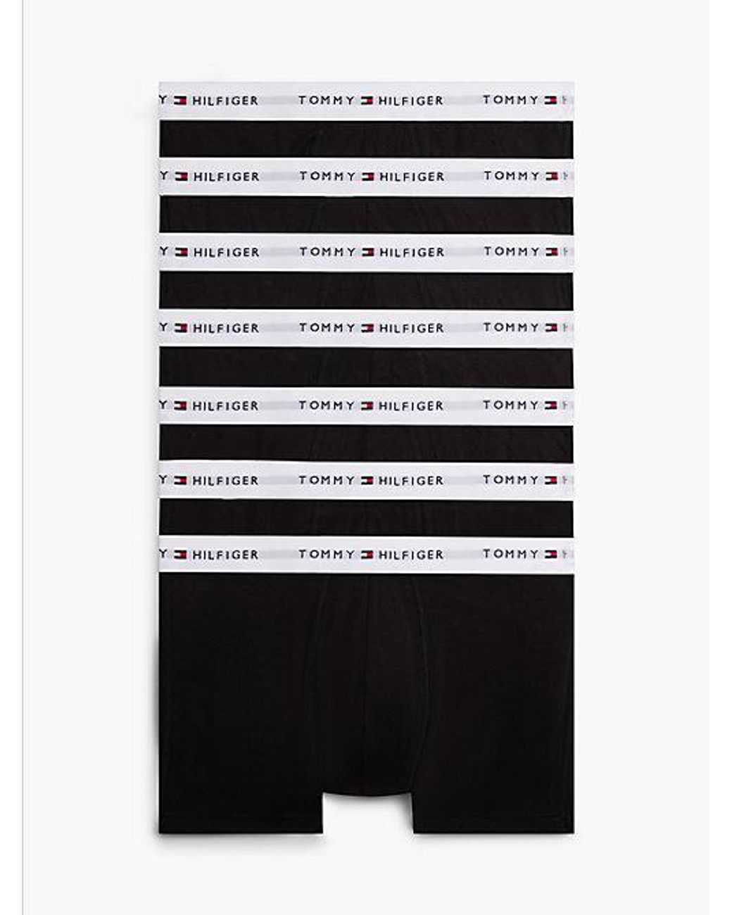 Tommy Hilfiger Black 7-Pack Signature Logo Waistband Trunks for men