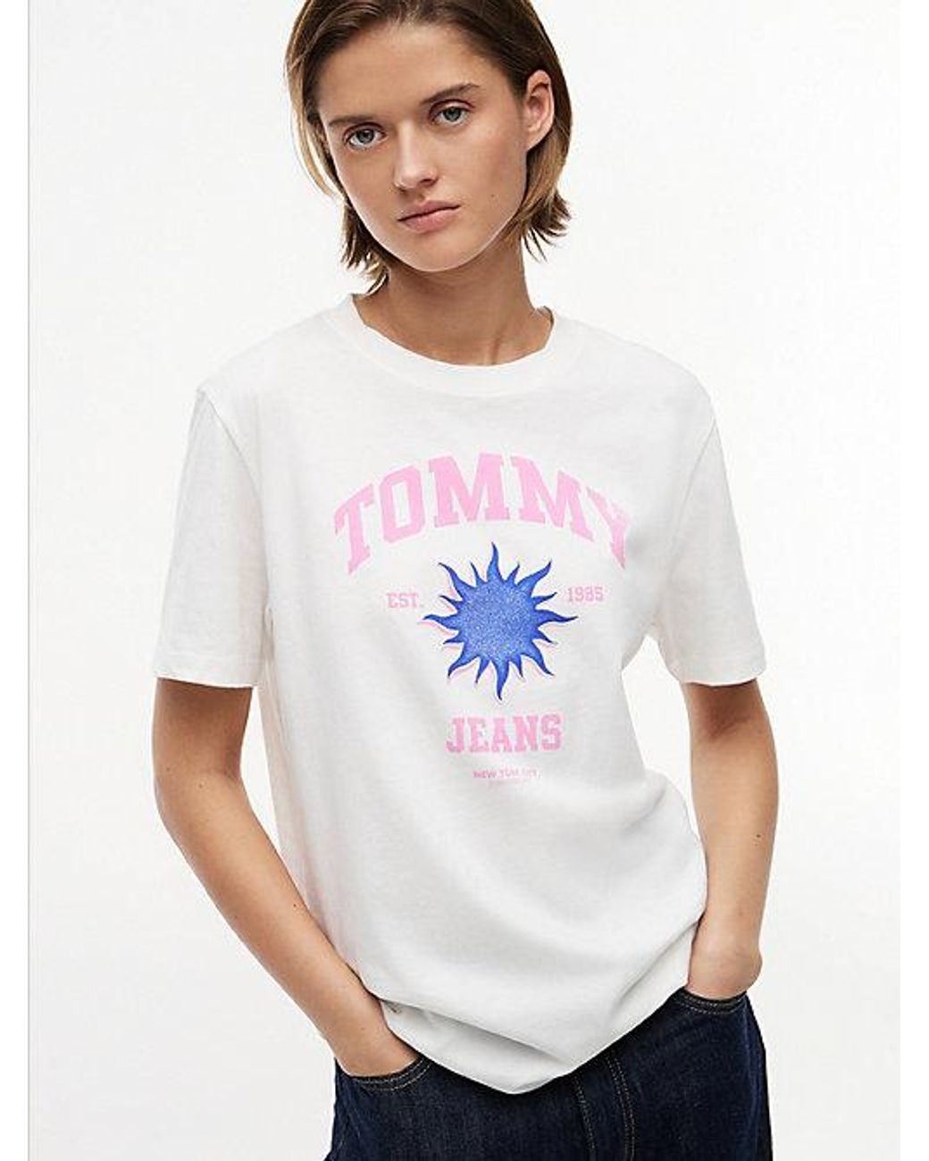 Tommy Hilfiger White Logo Graphic Relaxed T-Shirt