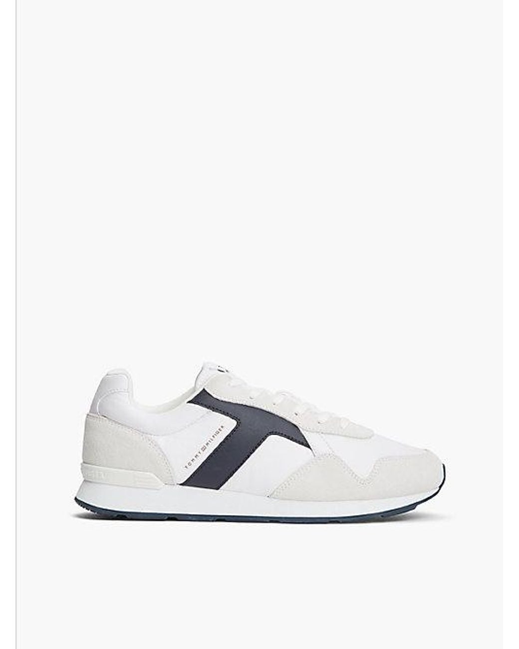 Tommy Hilfiger White Suede Mixed Texture Trainers for men