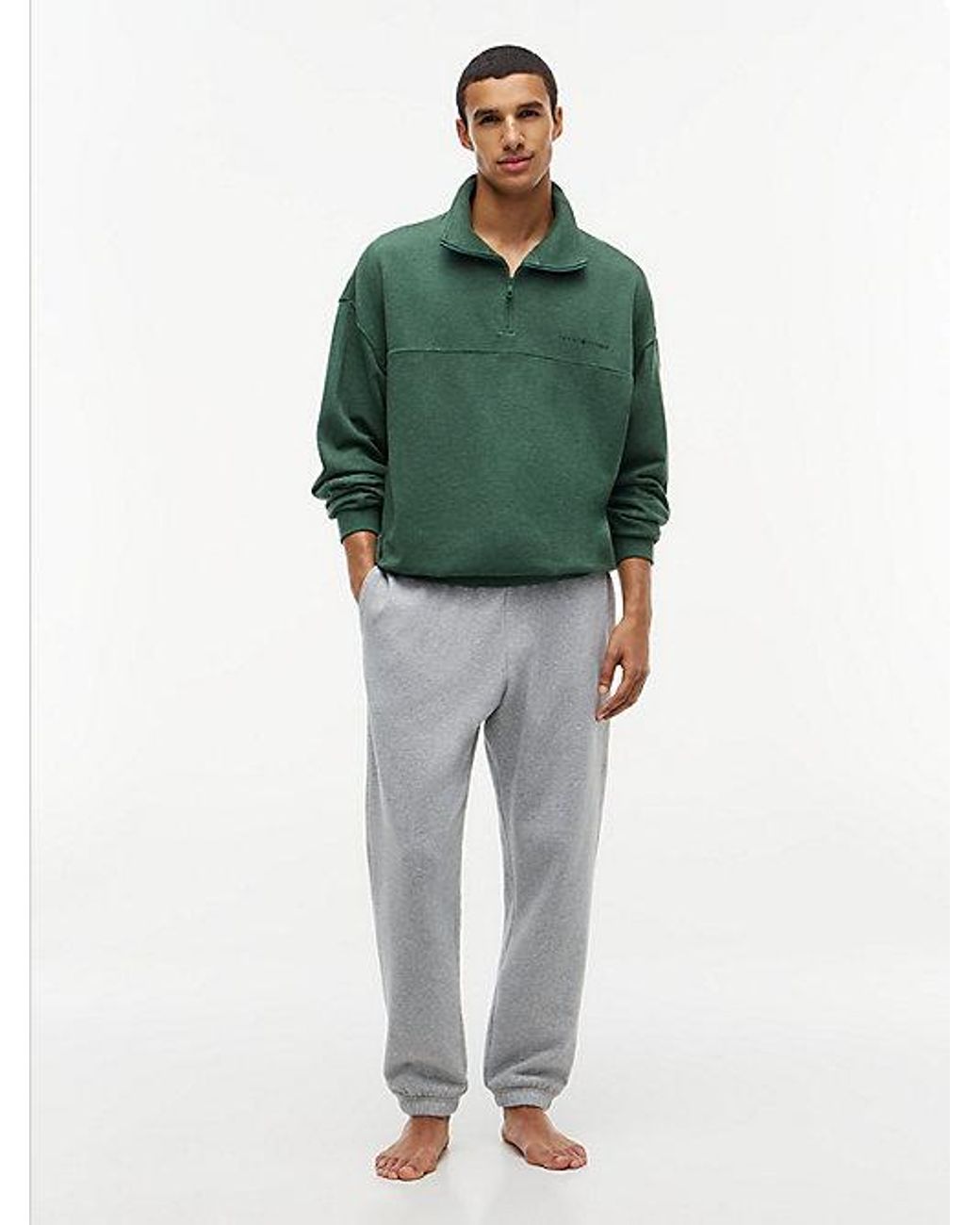 Tommy Hilfiger Green Th Original Terry Quarter Zip Lounge Jumper for men