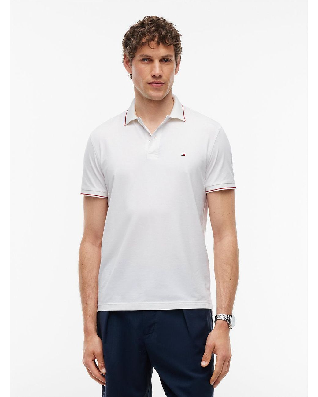 Tommy Hilfiger White Performance Regular Fit Quick Dry Polo Shirt for men