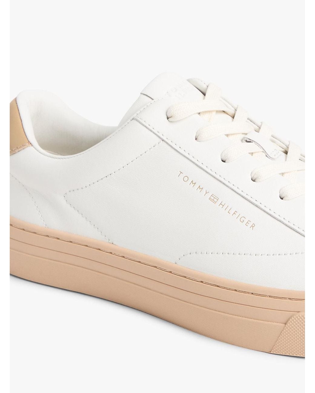 Tommy Hilfiger White Premium Leather Cupsole Trainers for men