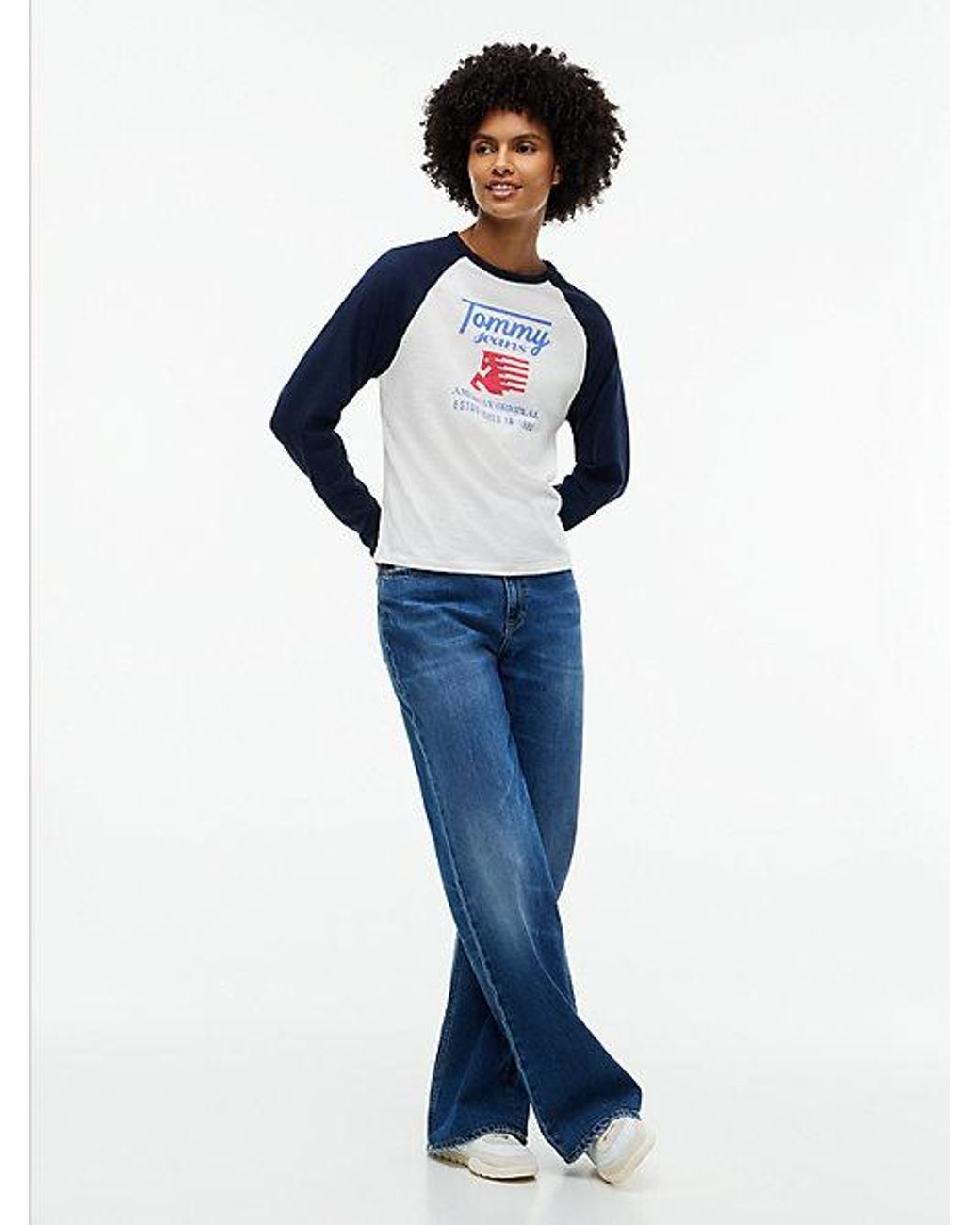 Tommy Hilfiger Blue Tommy Jeans Graphic Raglan Long Sleeve T-Shirt