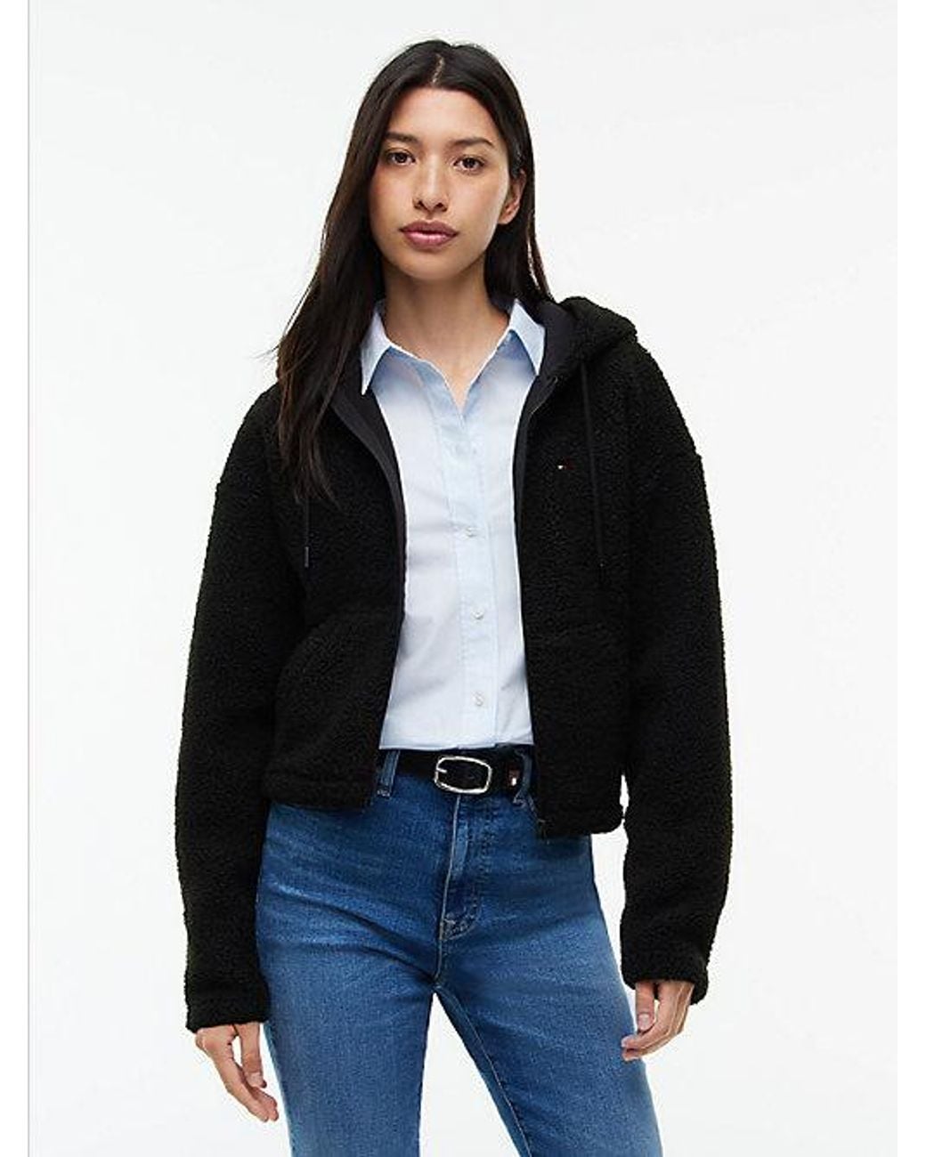 Tommy Hilfiger Blue Tommy Jeans Teddy Fleece Zip Thru Hoody