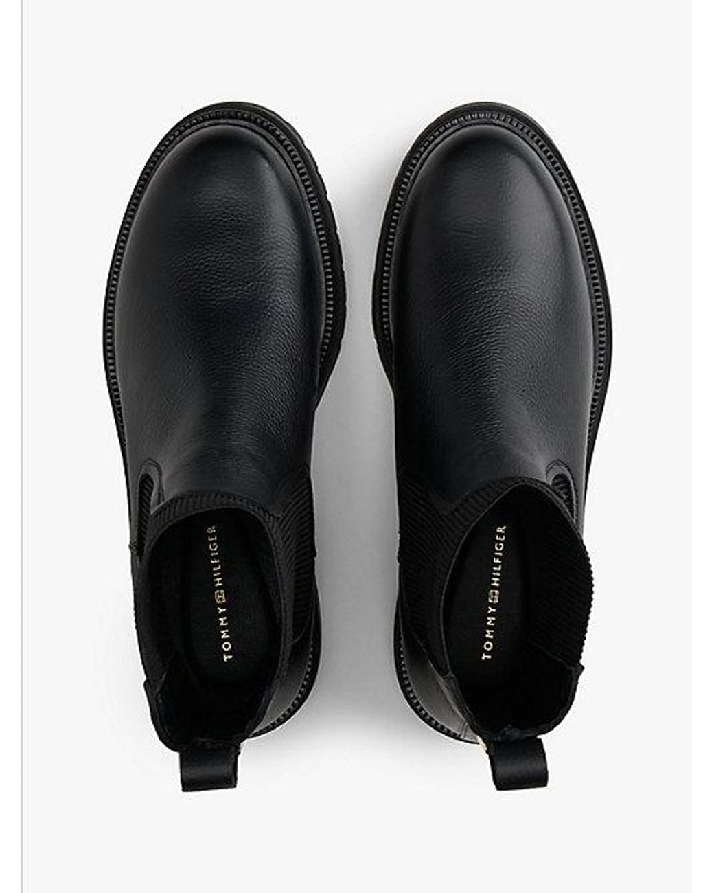 Tommy Hilfiger Black Pebble Grain Leather Warm Lined Chelsea Boots