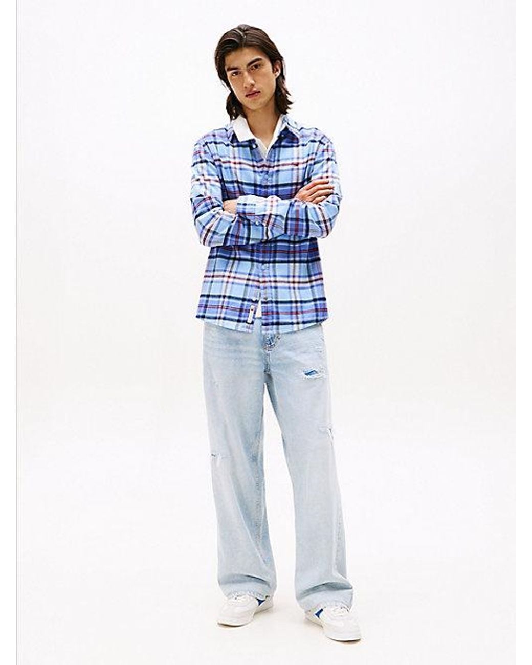 Tommy Hilfiger Blue Jaimie Coolmax Distressed Relaxed Straight Leg Jeans for men