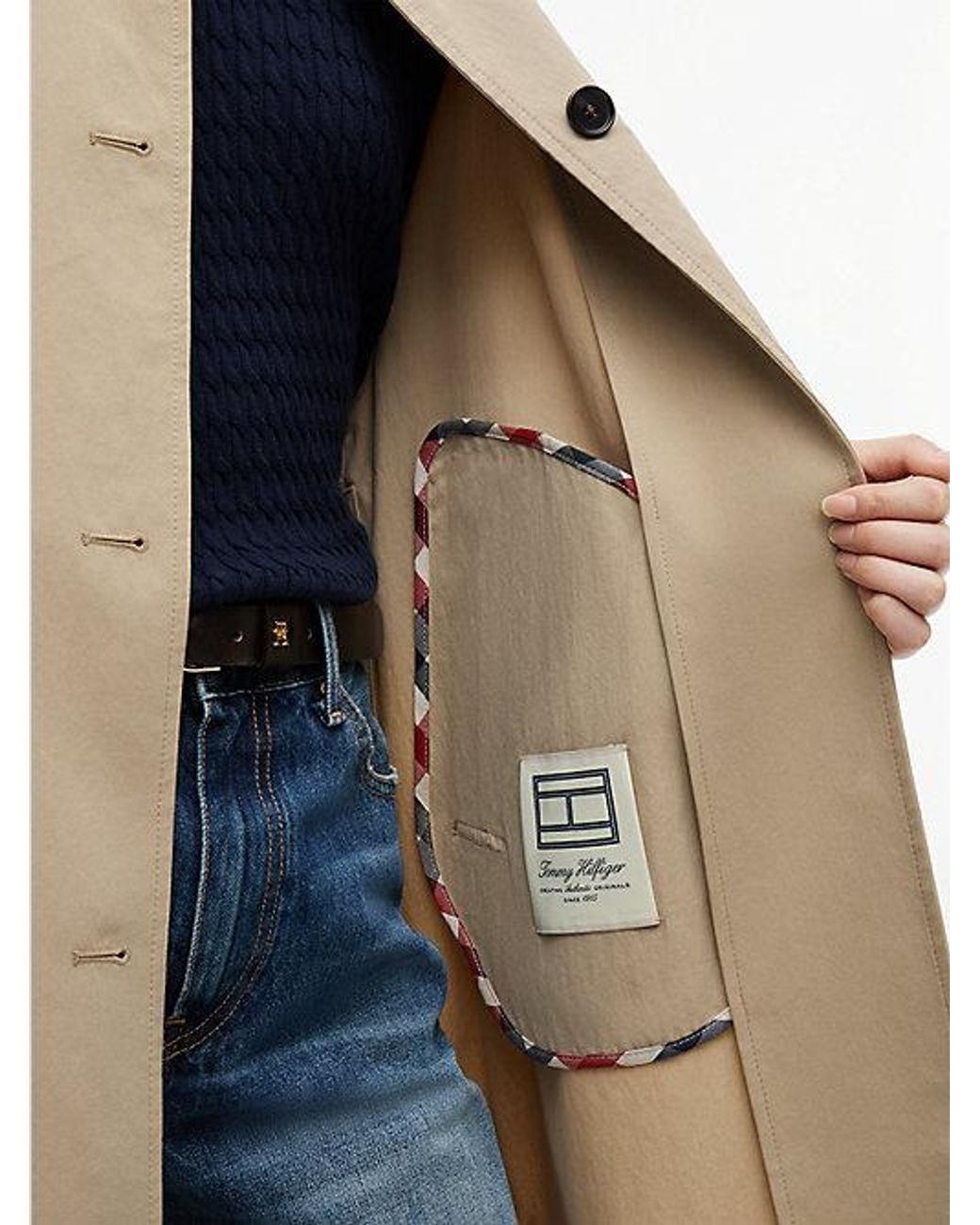 Tommy Hilfiger Blue Water Repellent Twill Single Breasted Coat