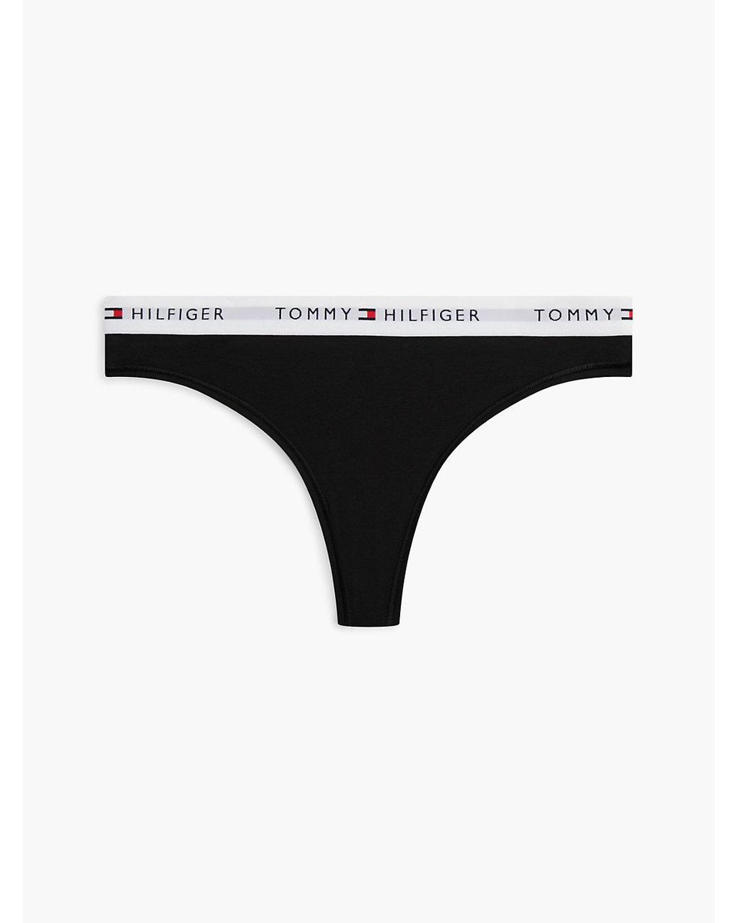 Tommy Hilfiger Black Repeat Logo Waistband Thong