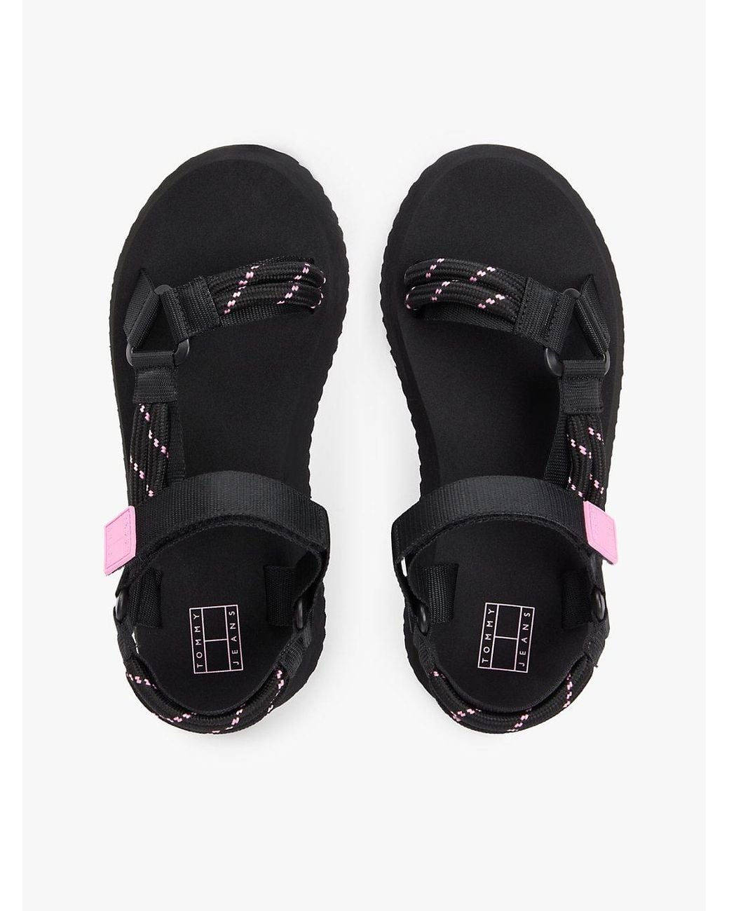 Tommy Hilfiger Black Webbing Rope Cleat Platform Sandals