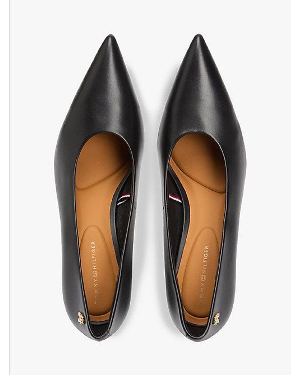 Tommy Hilfiger Leren Pump Met Naaldhak En Th-Monogram in het White