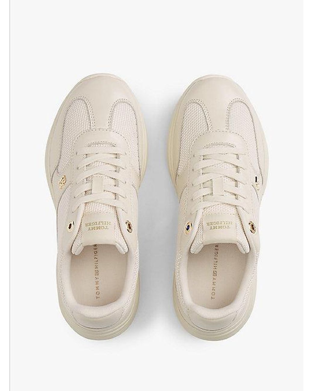Tommy Hilfiger White Th Monogram Mixed Texture Leather Trainers