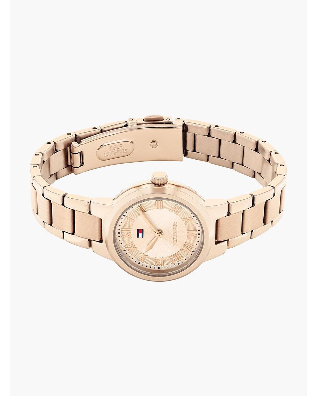 Tommy Hilfiger White Carnation-Plated Chain-Link Watch