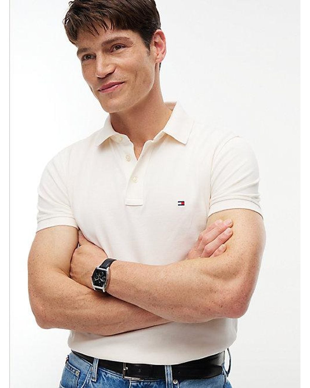 Tommy Hilfiger White 1985 Slim Fit Pique Polo Shirt for men