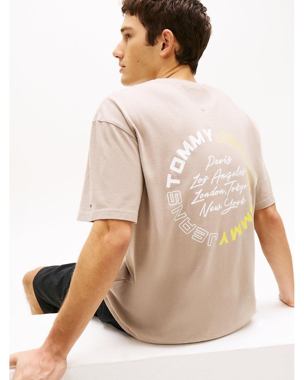 Tommy Hilfiger Natural Circular Back Logo Relaxed T-Shirt for men