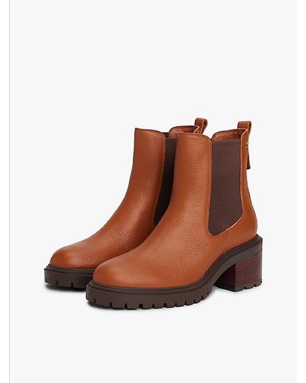 Tommy Hilfiger Brown Leather Cleat Chelsea Boots