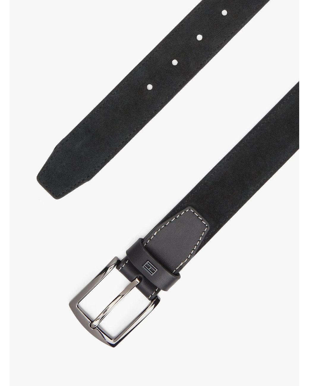Tommy Hilfiger Black Denton Flag Plaque Suede Belt for men