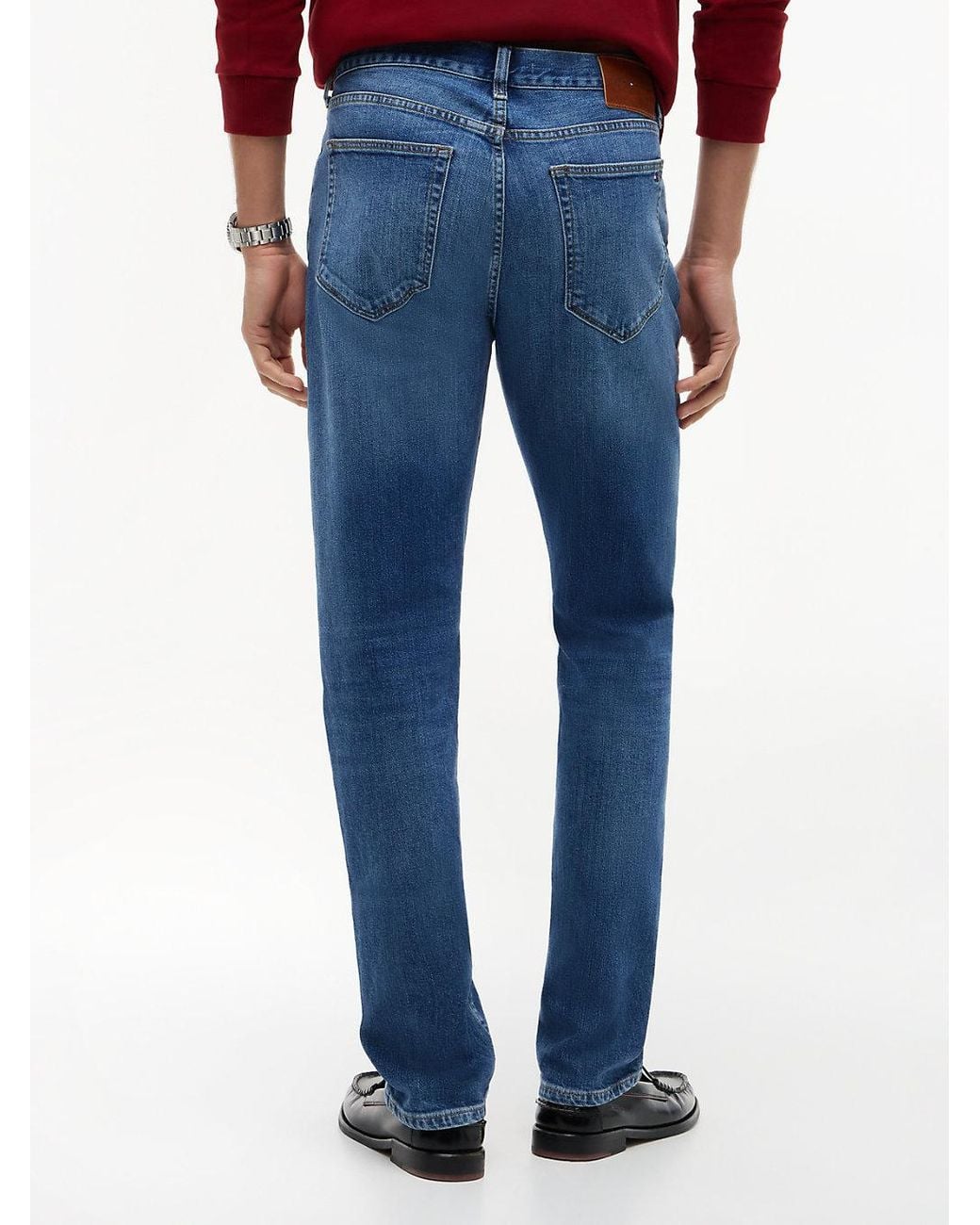 Tommy Hilfiger Blue Denton Whiskered Slim Straight Leg Jeans for men