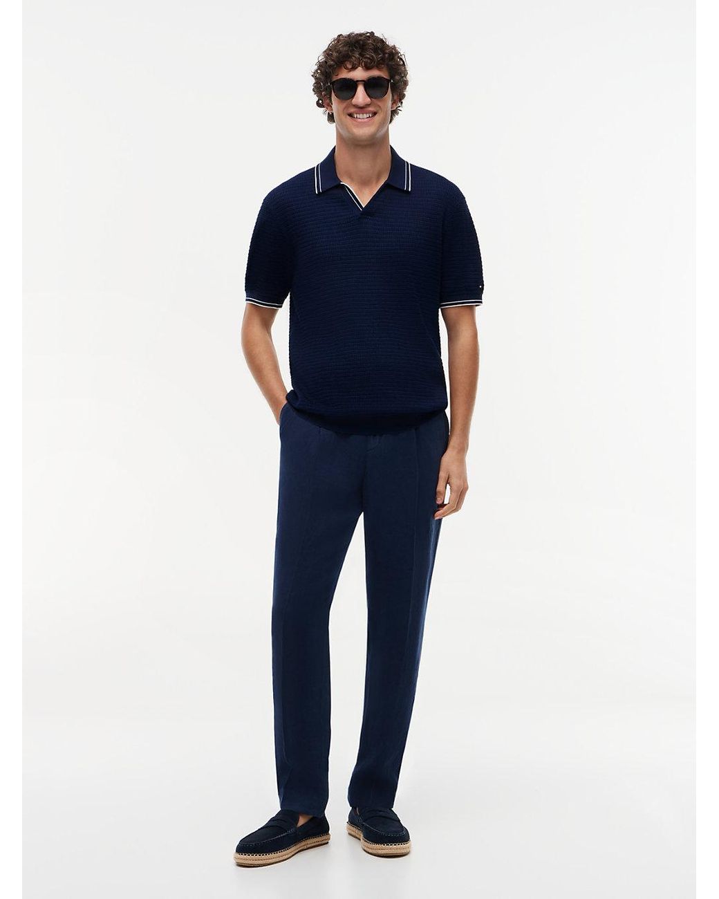 Tommy Hilfiger Blue New York Label Regular Tipped Collar Polo Shirt for men