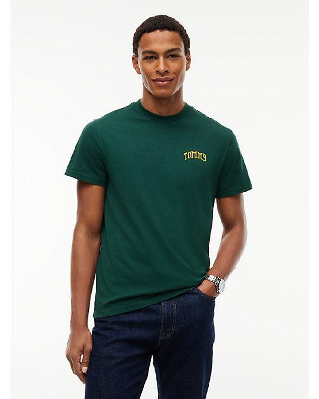 Tommy Hilfiger Green Tommy Jeans Logo Slim Jersey T-Shirt for men