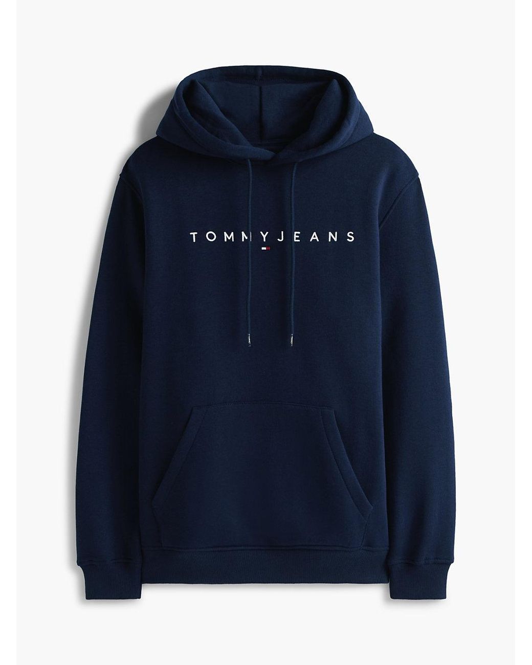 Tommy Hilfiger Blue Linear Logo Fleece Drawstring Hoody for men