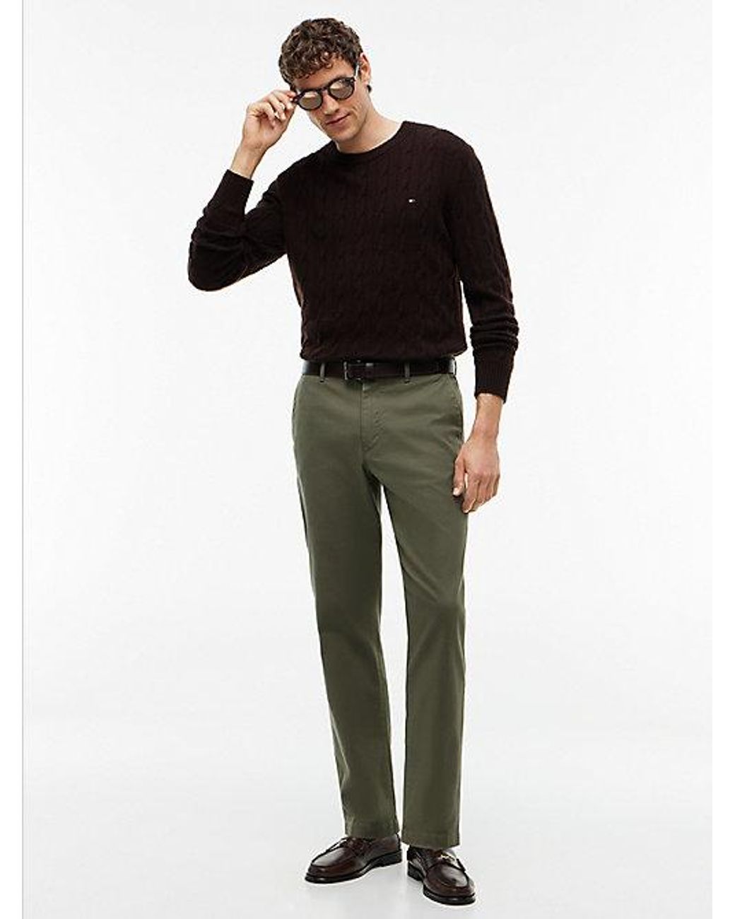 Tommy Hilfiger Green Denton Slim Straight Open Structured Chinos for men