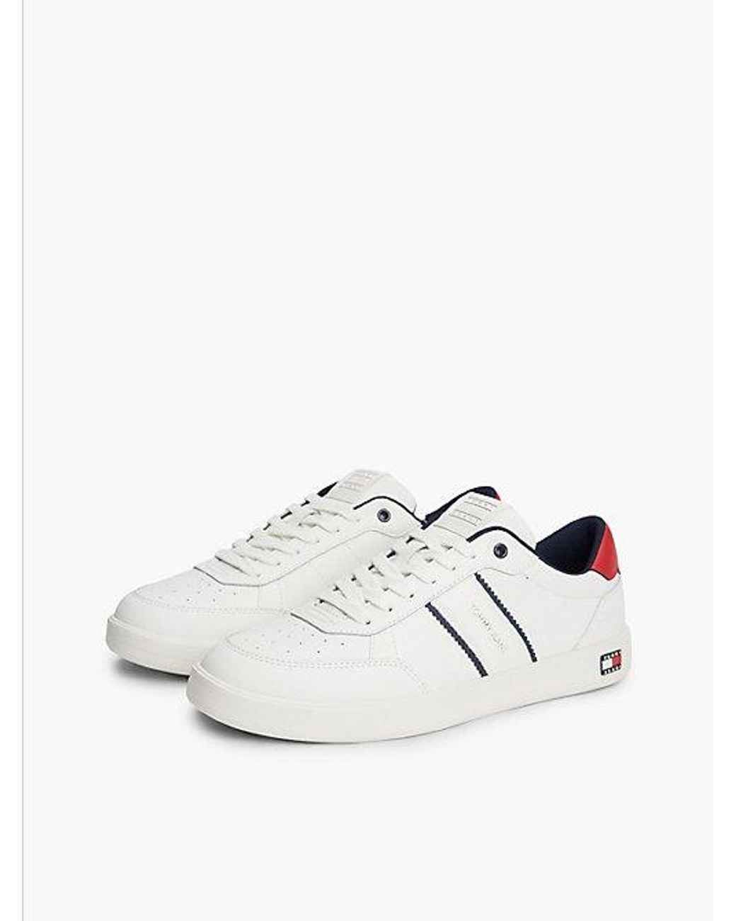 Tommy Hilfiger White Tommy Jeans Lightweight Court Trainers With Leather for men