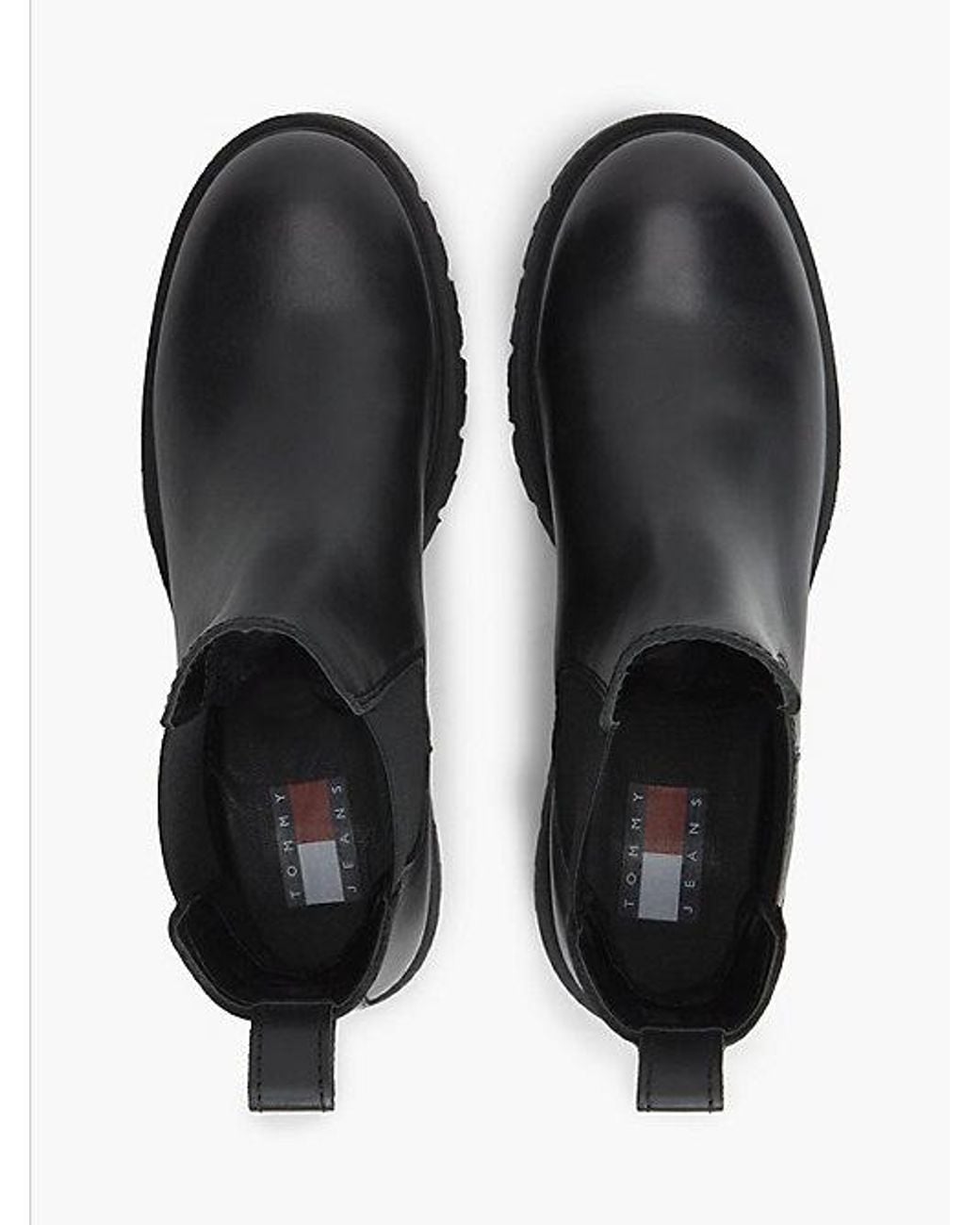 Tommy Hilfiger Black Tommy Jeans Leather Warm Lined Cleat Chelsea Boots
