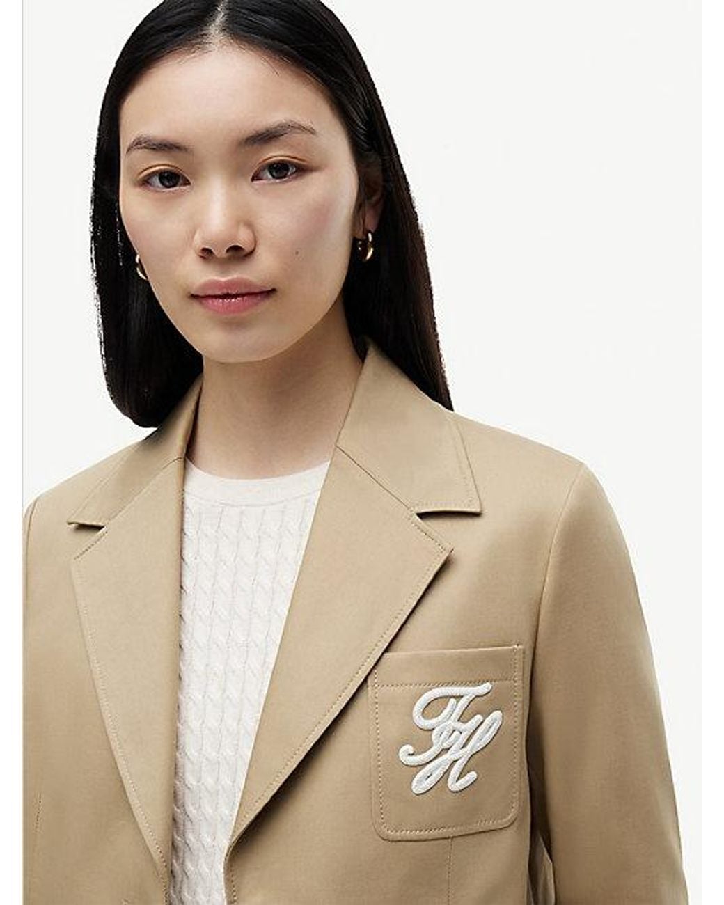 Tommy Hilfiger Natural Regular Fit Logo Appliqué Blazer