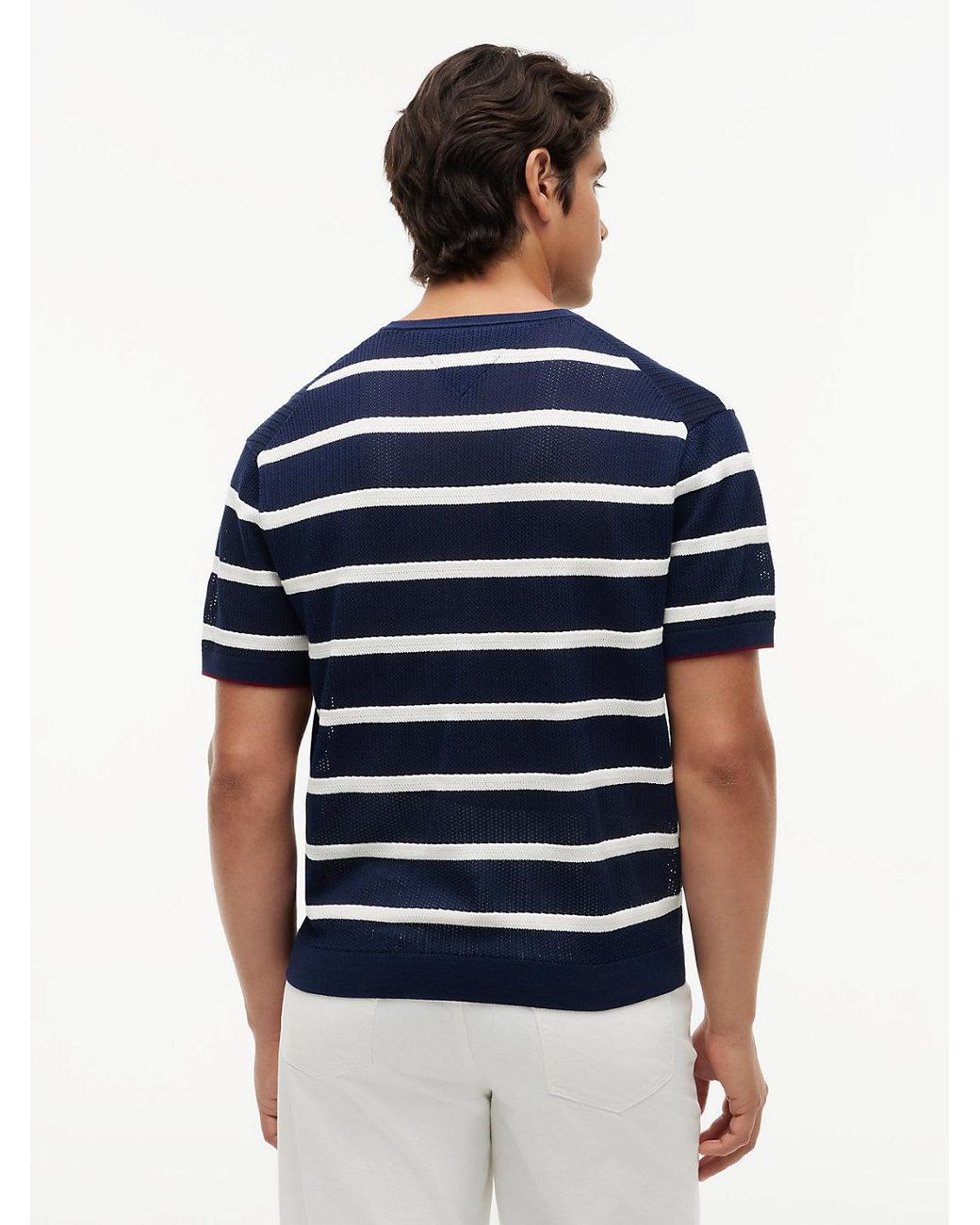 Tommy Hilfiger Red New York Label Breton Stripe Knit Relaxed T-shirt for men
