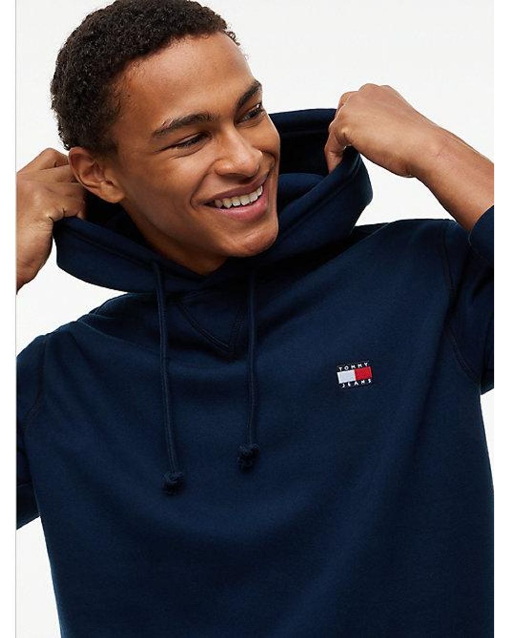 Tommy Hilfiger Blue Tommy Badge Fleece Drawstring Hoody for men