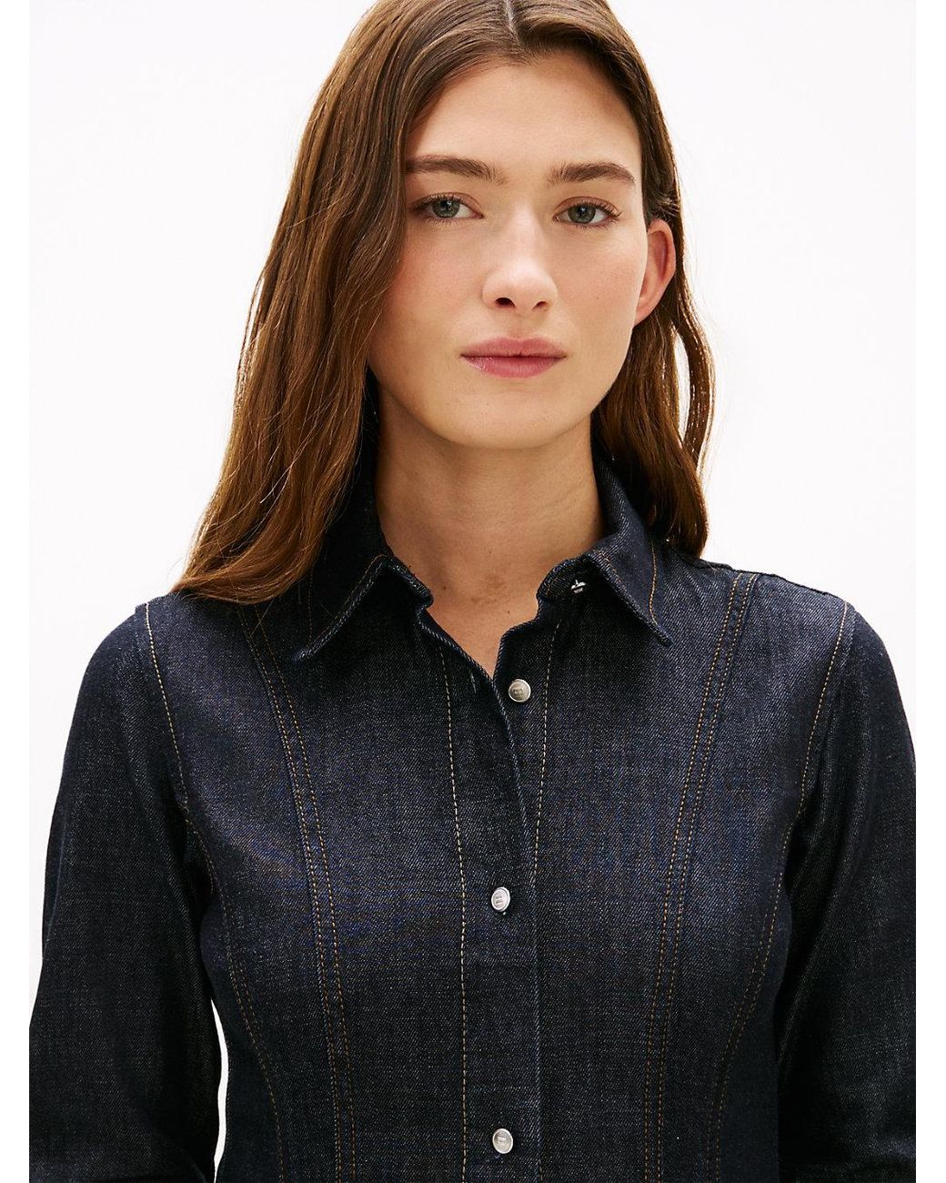 Tommy Hilfiger Black Denim Midi Shirt Dress