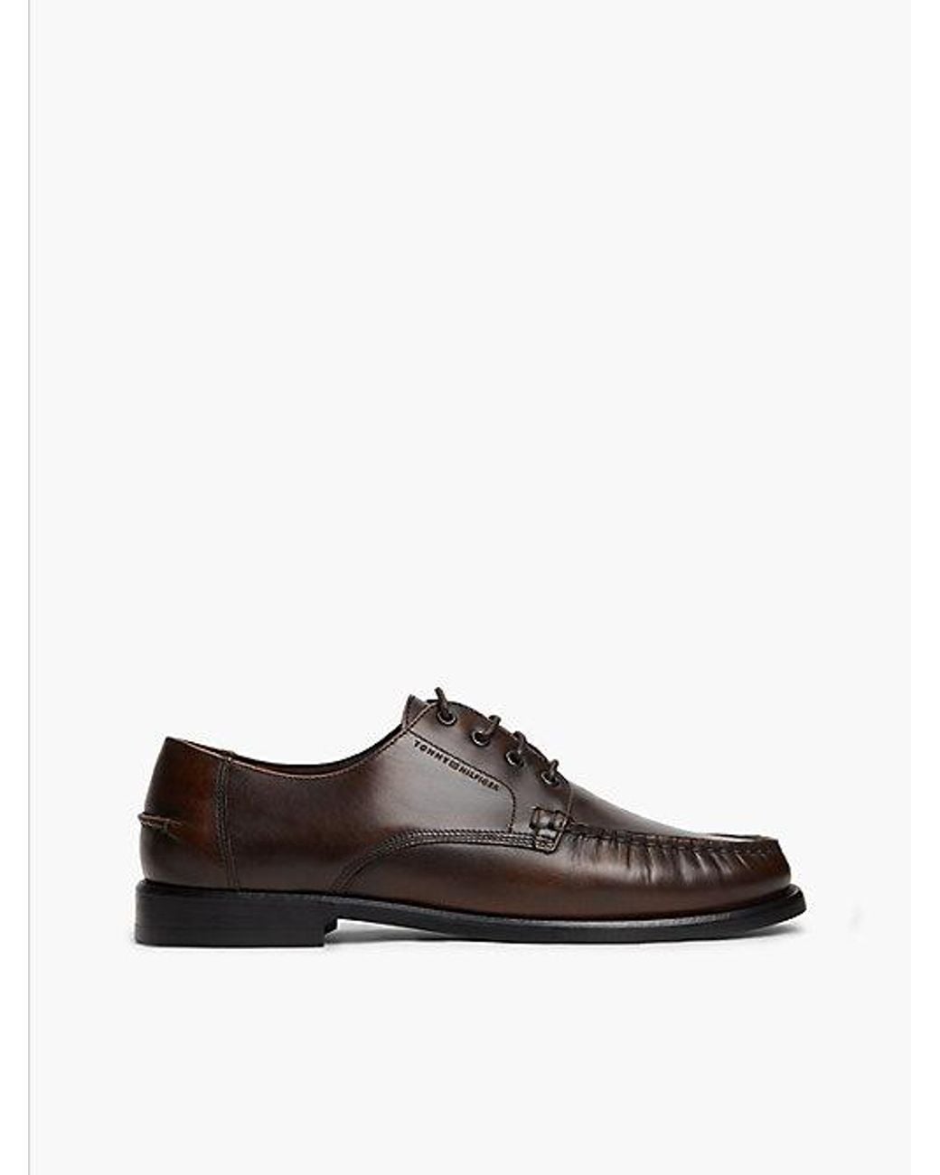 Tommy Hilfiger Brown New York Label Leather Lace Up Shoes for men