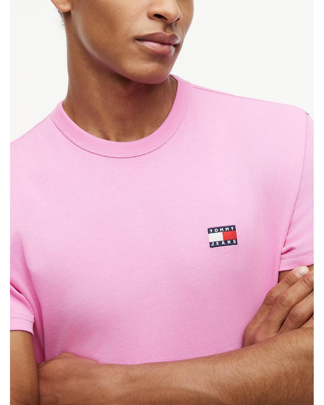Tommy Hilfiger Pink Tommy Flag Crew Neck T-Shirt for men