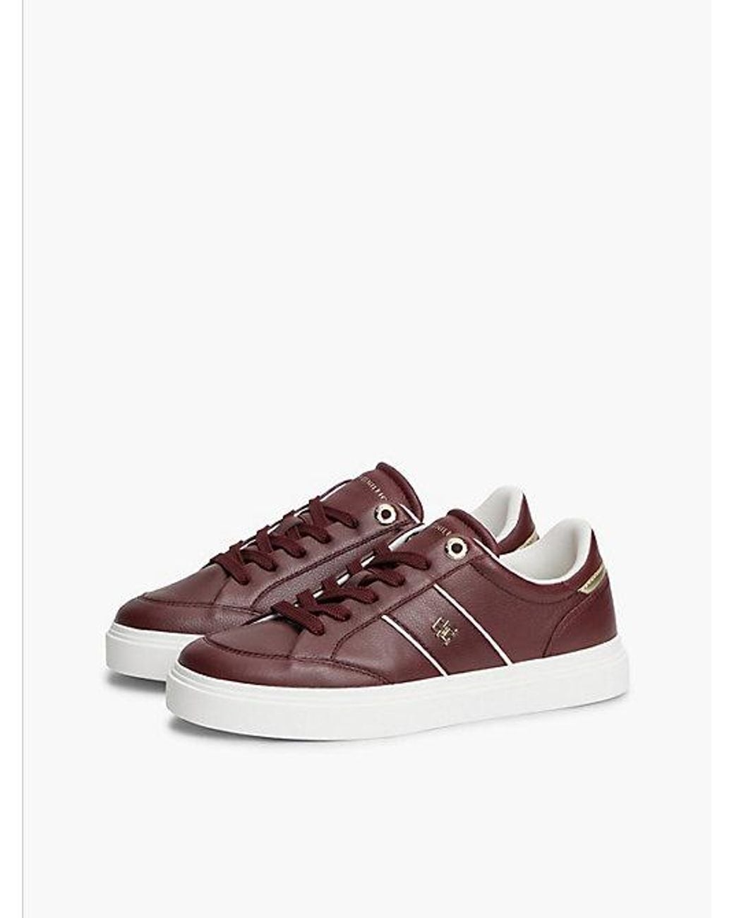 Tommy Hilfiger Brown Pebble Grain Leather Cupsole Trainers