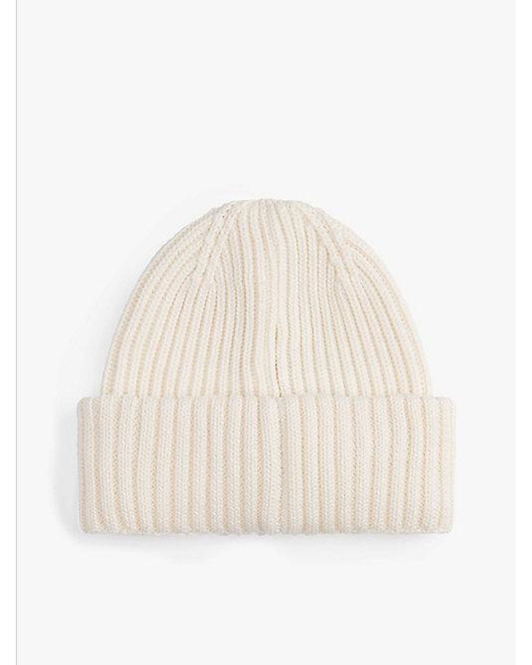 Tommy Hilfiger Natural Tonal Logo Patch Rib-knit Beanie
