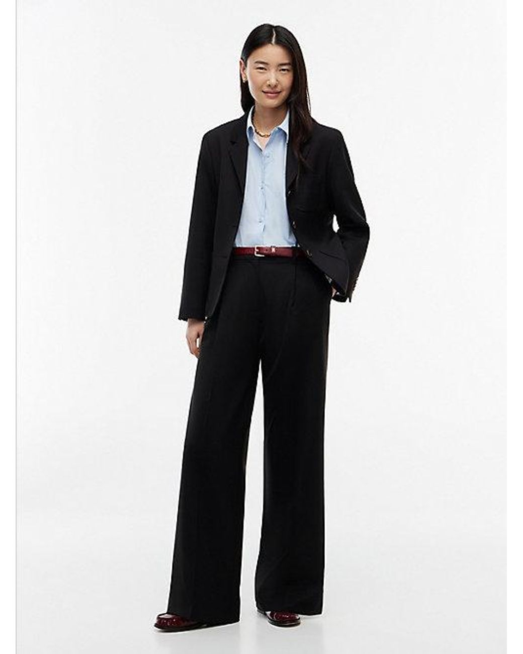 Tommy Hilfiger Black Timeless Wool Blend Wide Leg Trousers