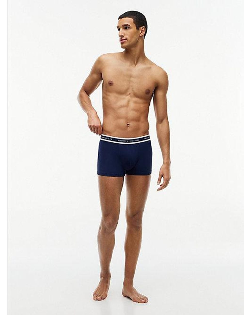 Tommy Hilfiger Blue 3 Pack Signature Logo Waistband Trunks for men