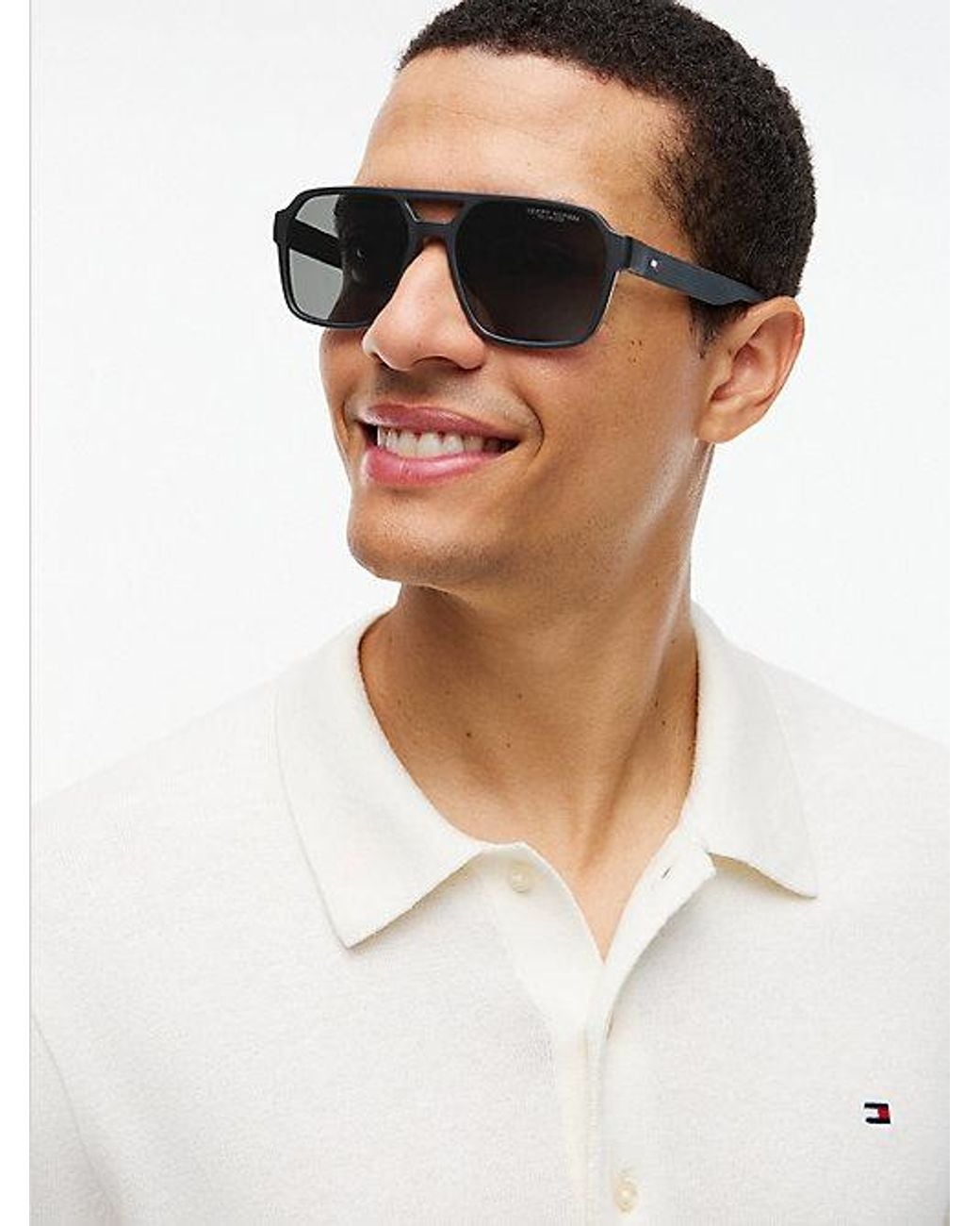Tommy Hilfiger Multicolor Pique Texture Aviator Sunglasses for men