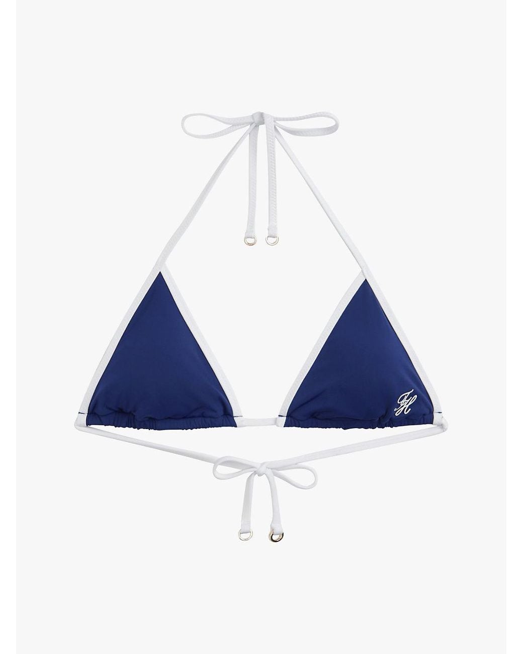 Tommy Hilfiger Blue Essential Contrast Trim Triangle Bikini Top