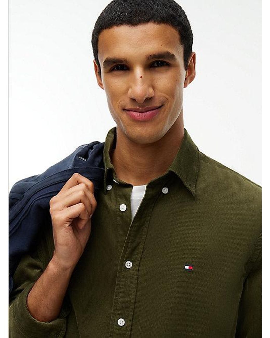 Tommy Hilfiger Green Regular Fit Fine Corduroy Shirt for men